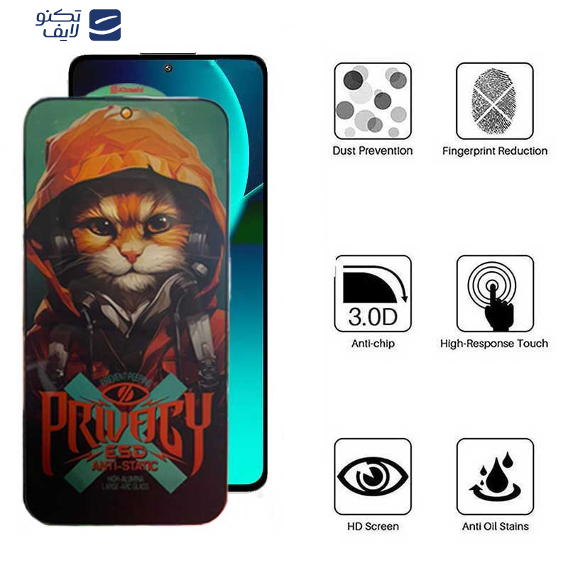 محافظ صفحه نمایش حریم شخصی اپیکوی مدل Privacy Hoodie Cat مناسب برای گوشی موبایل شیائومی 13T Pro / 13T / 12T Pro / 11T Pro / 11T /10T Lite 5g