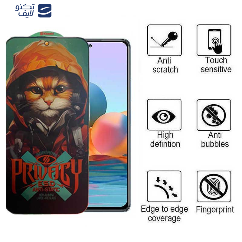 محافظ صفحه نمایش حریم شخصی اپیکوی مدل Privacy Hoodie Cat مناسب برای گوشی موبایل شیائومی Redmi Note 10 Pro Max / Note 10 Pro 4G (India) /Note 10 Pro 4G (International)/ Note 10 Lite