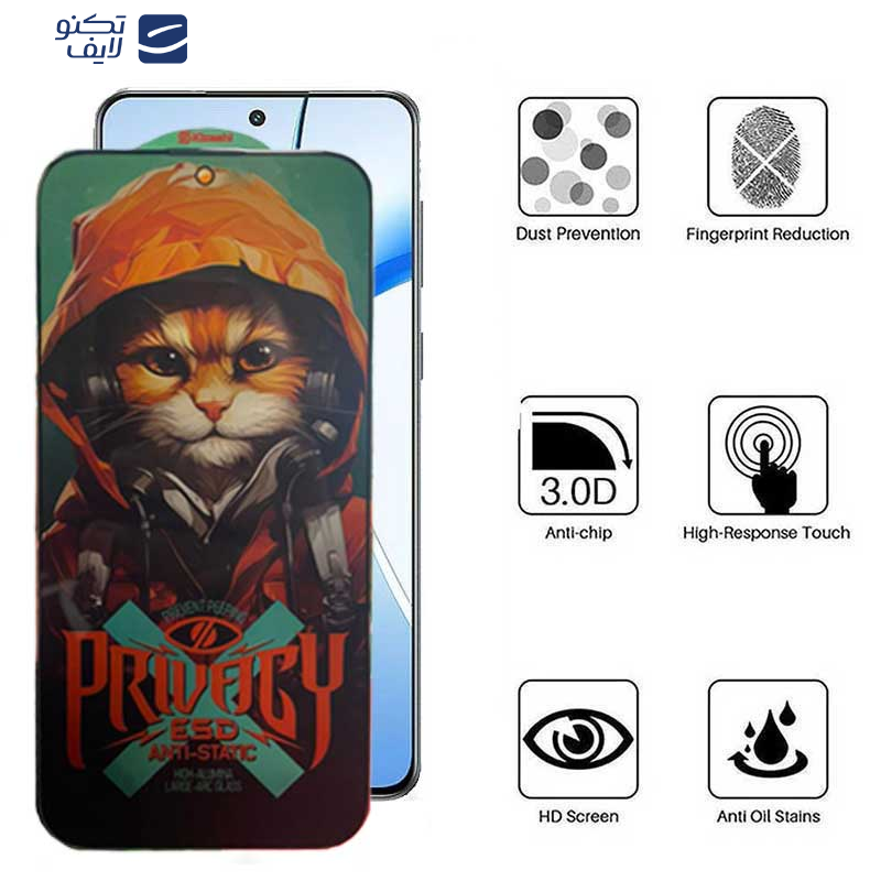 محافظ صفحه نمایش حریم شخصی اپیکوی مدل Privacy Hoodie Cat مناسب برای گوشی موبایل وان پلاس Nord CE4/ Nord CE3/ 10R/ 10T/ Ace Pro/ Ace/ 10R 150W