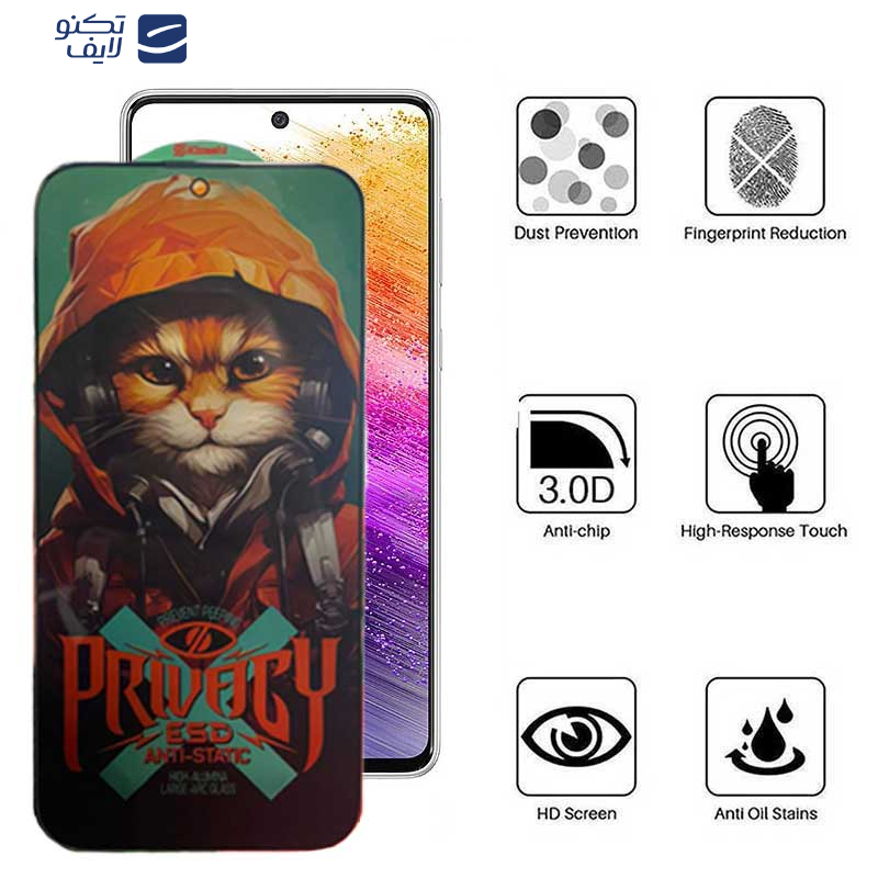 محافظ صفحه نمایش حریم شخصی اپیکوی مدل Privacy Hoodie Cat مناسب برای گوشی موبایل سامسونگ Galaxy A73 5G/A72/A71/M54/M53/M52 5G/M51