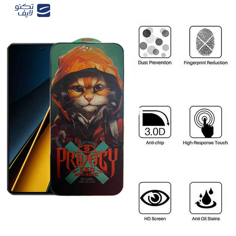 محافظ صفحه نمایش حریم شخصی اپیکوی مدل Privacy Hoodie Cat مناسب برای گوشی موبایل شیائومی Poco X6 Pro 5G/ X6 5G/ M6 Pro 4G/ X6 Neo