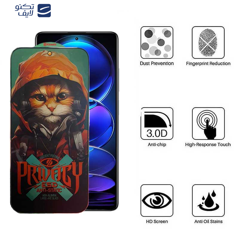 محافظ صفحه نمایش حریم شخصی اپیکوی مدل Privacy Hoodie Cat مناسب برای گوشی موبایل شیائومی Redmi Note 12 Pro Plus/ Note 12 Pro 5G /Note 12 Pro 4G/ Note 12 5G /Note 12 4G/Note 12 (China)