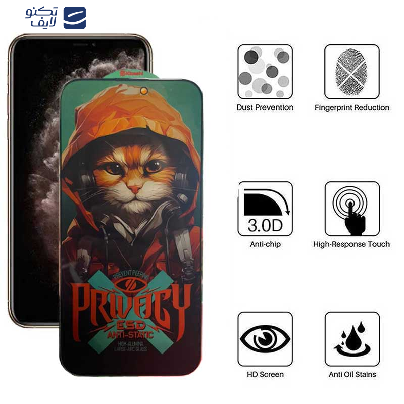 محافظ صفحه نمایش حریم شخصی اپیکوی مدل Hoodie Cat مناسب برای گوشی موبایل اپل  iPhone 11 Pro Max/ Xs Max