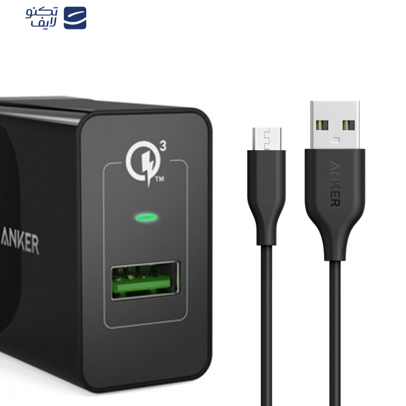 شارژر دیواری انکر مدل A2013-UK به همراه کابل تبدیل microUSB