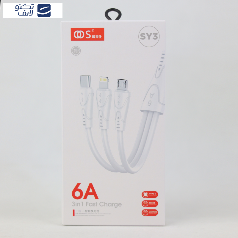 کابل تبدیل USB به لایتنینگ/USB-C/microUSB اووس مدل SY3 طول 1.18 متر