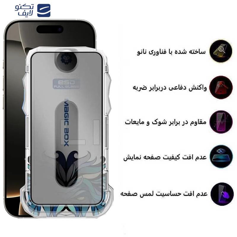 محافظ صفحه نمایش حریم شخصی اپیکوی مدل Lion Privacy Easy Install مناسب برای گوشی موبایل اپل iPhone 16 Pro  به همراه کیت نصب