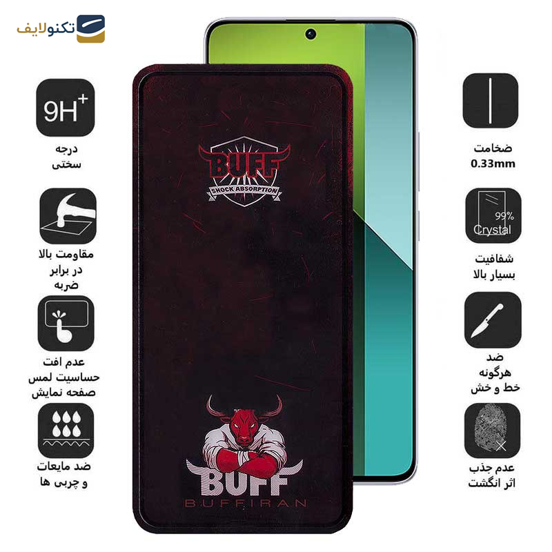 محافظ صفحه نمایش بوف مدل Muscle-Bull-G مناسب برای گوشی موبایل شیائومی Redmi Note 13 4G / 5G / Note 13 Pro 4G / 5G / Note 13R Pro