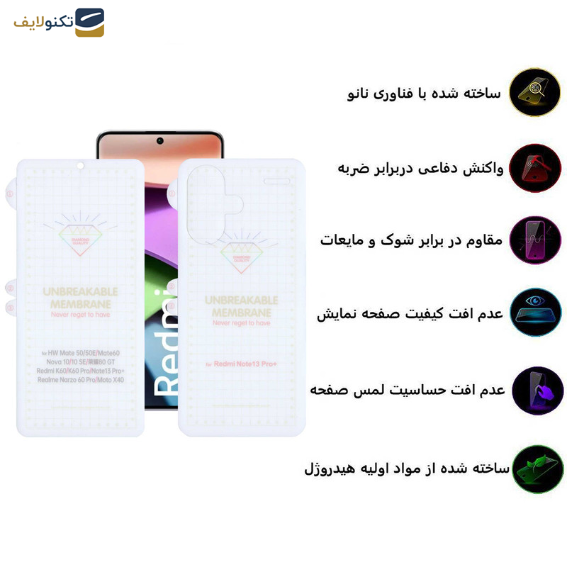 محافظ صفحه نمایش بوف مدل Hydrogel مناسب برای گوشی موبایل شیائومی Redmi Note 13 Pro Plus به همراه محافظ پشت گوشی