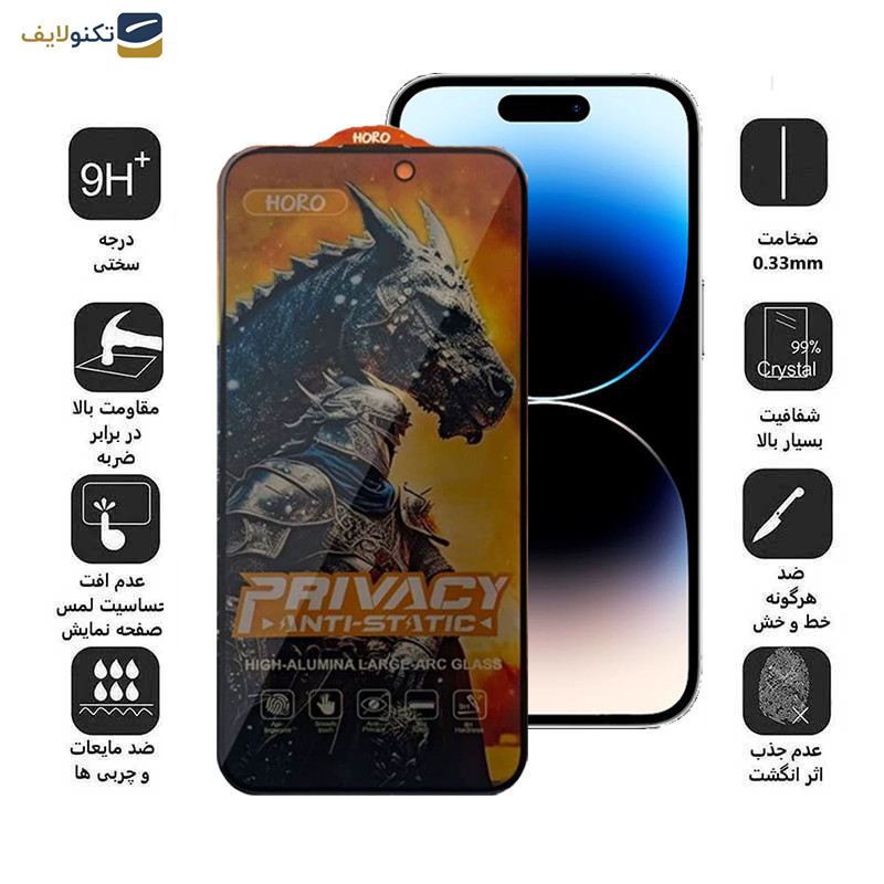 محافظ صفحه نمایش حریم شخصی اپیکوی مدل Knight Privacy مناسب برای گوشی موبایل اپل iPhone 14 Pro