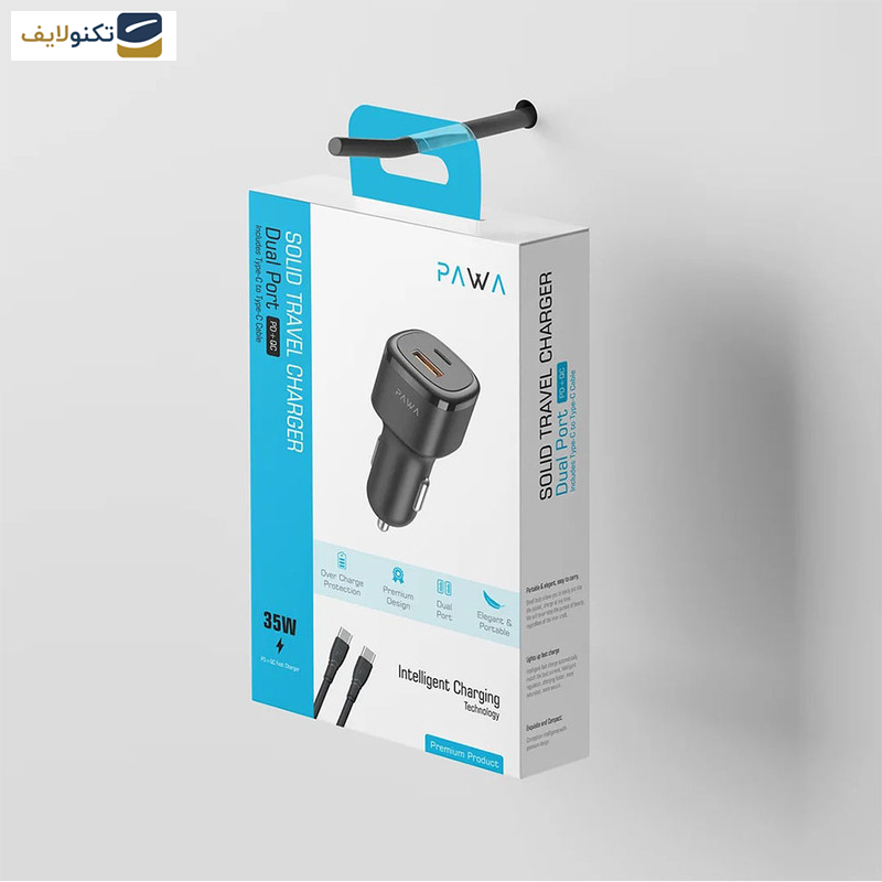  شارژر فندکی 48 وات پاوا مدل Solid CarCharger  به همراه کابل USB-C 