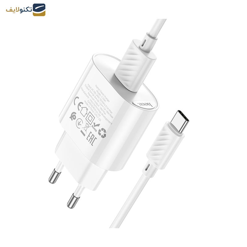 شارژر دیواری 18 وات هوکو مدل C109A به همراه کابل تبدیل usb-c