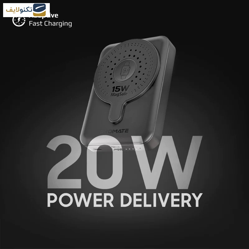 پاوربانک پرومیت مدل POWERMAG-DUO.BLACK به ظرفیت 10000 میلی آمپر ساعت