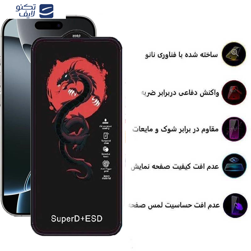 محافظ صفحه نمایش اپیکوی مدل Dragon ESD مناسب برای گوشی موبایل اپل iPhone 16 Pro 