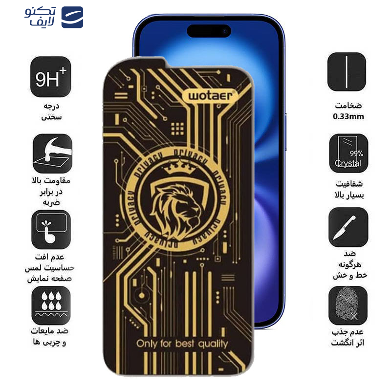 محافظ صفحه نمایش حریم شخصی اپیکوی مدل Wotaer Privacy مناسب برای گوشی موبایل اپل iPhone 16 / iPhone 15