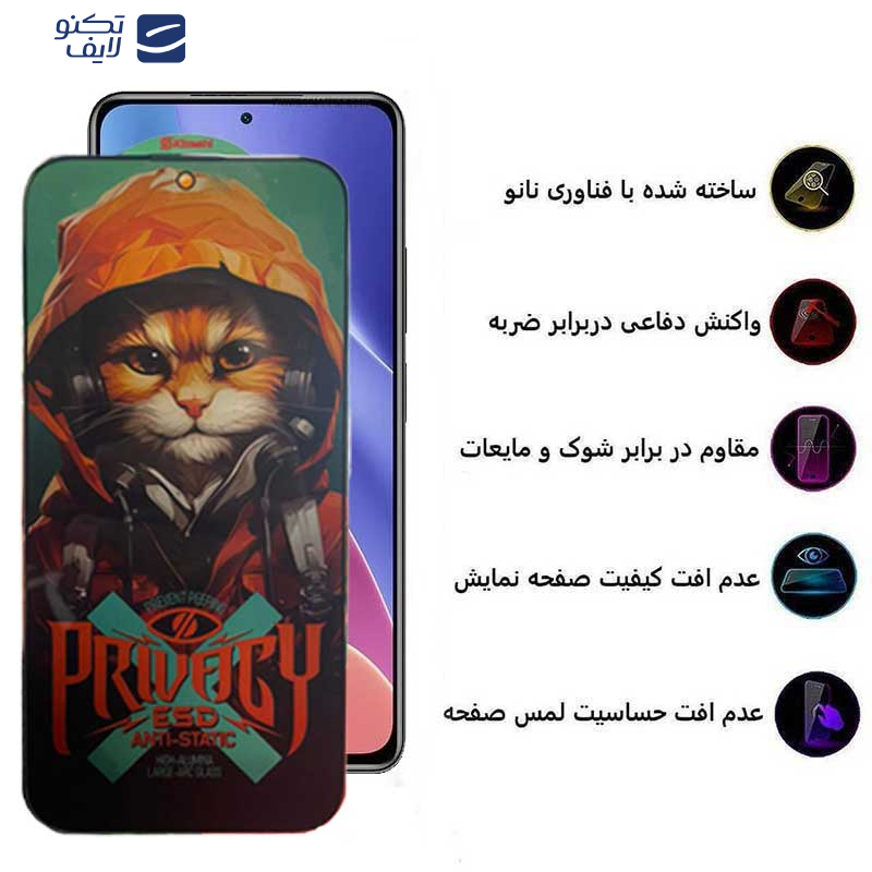 محافظ صفحه نمایش حریم شخصی اپیکوی مدل Privacy Hoodie Cat مناسب برای گوشی موبایل شیائومی Redmi K40 Ultra / K40 Gaming / K40 Pro Plus / K40 Pro / K40S / K40