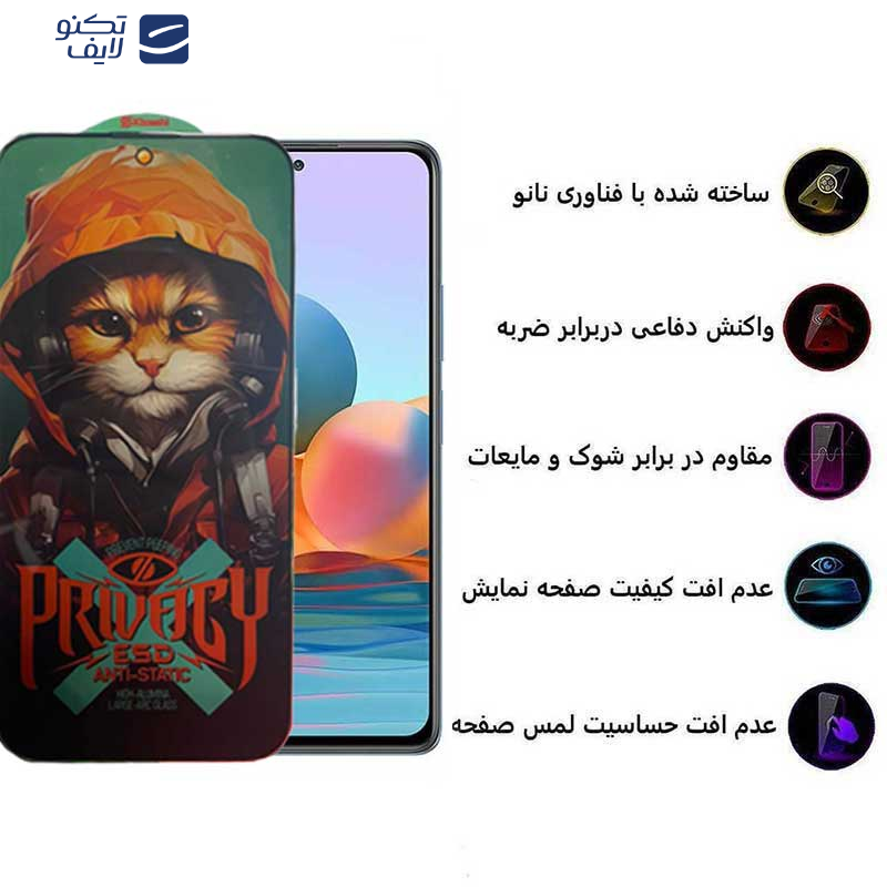 محافظ صفحه نمایش حریم شخصی اپیکوی مدل Privacy Hoodie Cat مناسب برای گوشی موبایل شیائومی Redmi Note 10 Pro Max / Note 10 Pro 4G (India) /Note 10 Pro 4G (International)/ Note 10 Lite