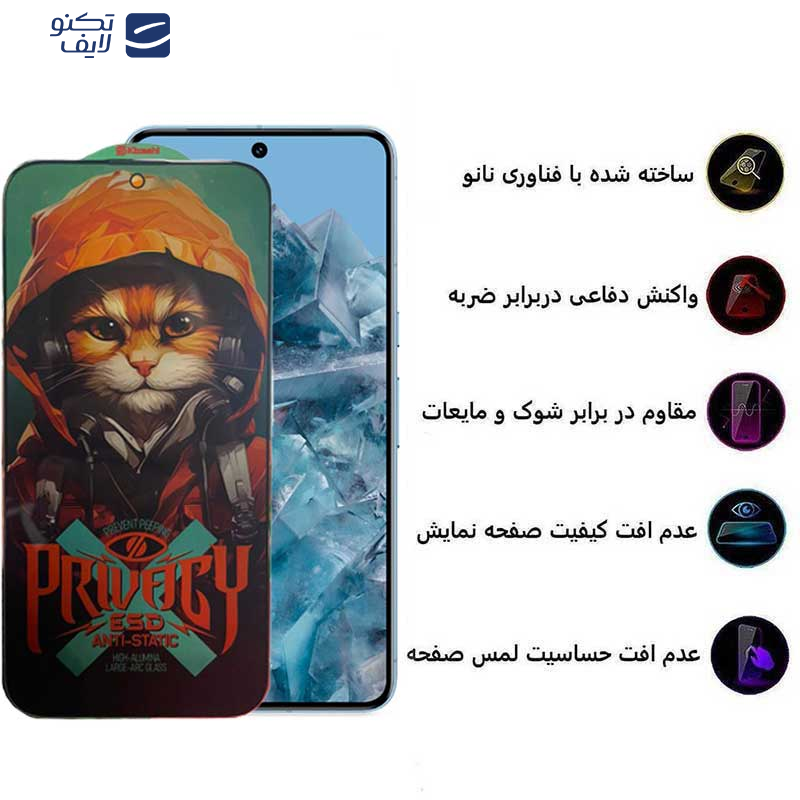 محافظ صفحه نمایش حریم شخصی اپیکوی مدل Privacy Hoodie Cat مناسب برای گوشی موبایل گوگل Pixel 9 Pro XL 