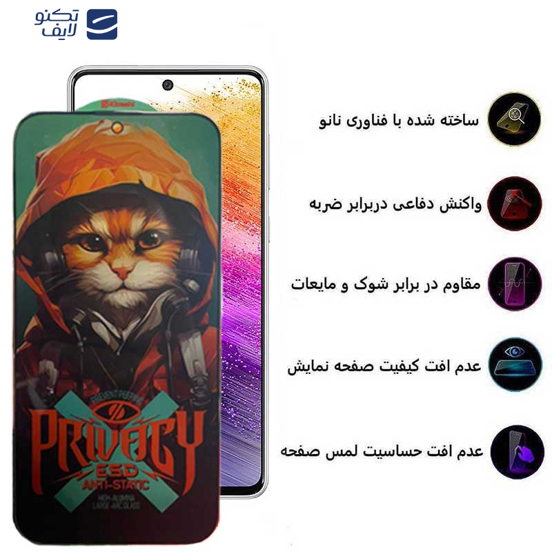 محافظ صفحه نمایش حریم شخصی اپیکوی مدل Privacy Hoodie Cat مناسب برای گوشی موبایل سامسونگ Galaxy A73 5G/A72/A71/M54/M53/M52 5G/M51