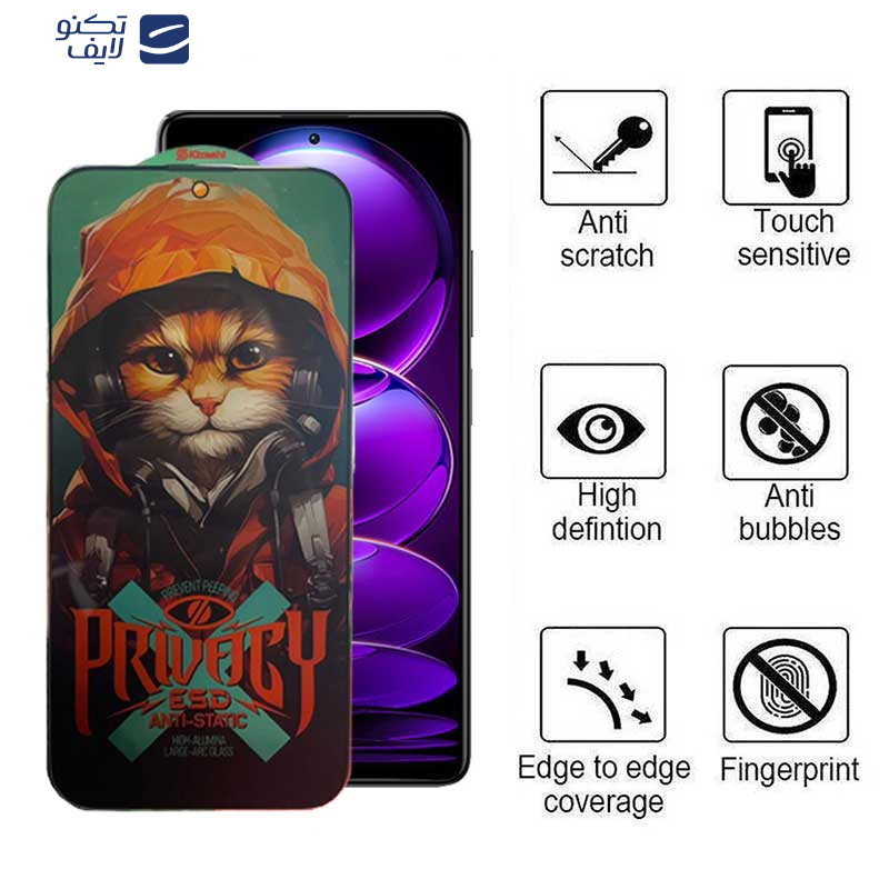 محافظ صفحه نمایش حریم شخصی اپیکوی مدل Privacy Hoodie Cat مناسب برای گوشی موبایل شیائومی Redmi Note 12 Explorer / Note 12 Discovery / Note 12 Pro Speed / Note 12R Pro / Note 12 Turbo