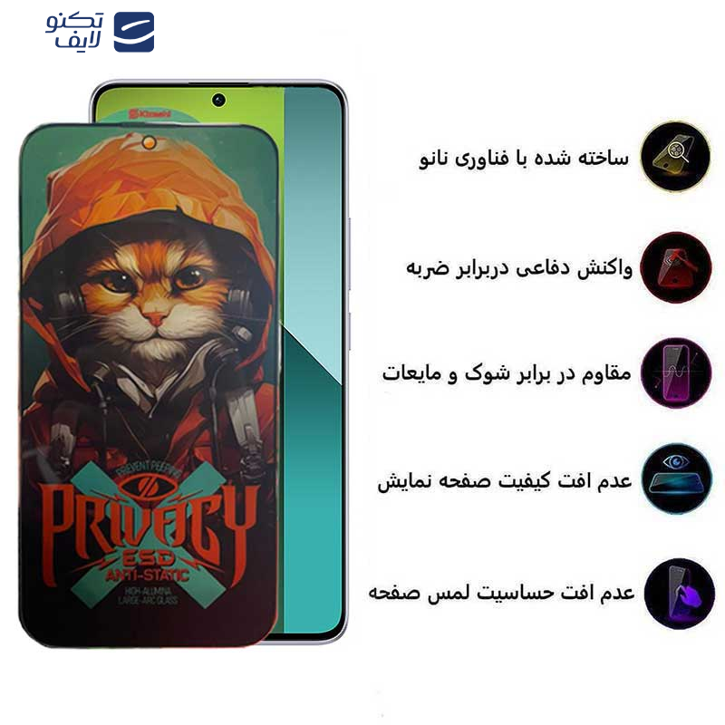 محافظ صفحه نمایش حریم شخصی اپیکوی مدل Privacy Hoodie Cat مناسب برای گوشی موبایل شیائومی Redmi Note 13 Pro 4G/5G/ Note 13 4G/5G /Note 13R Pro