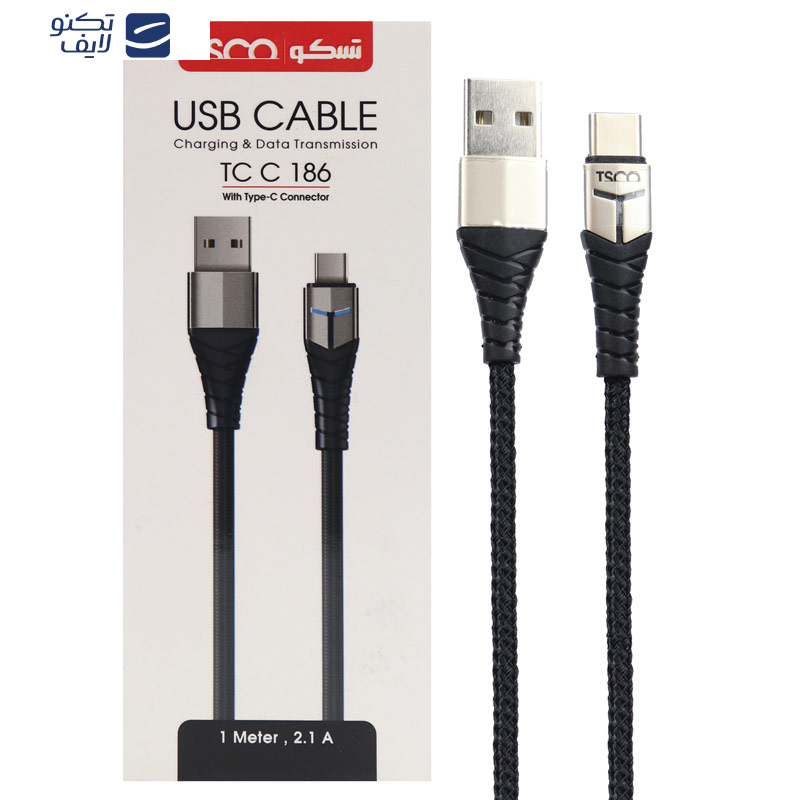  کابل تبدیل USB به USB-C تسکو مدل TCC186 طول 1 متر‎ 