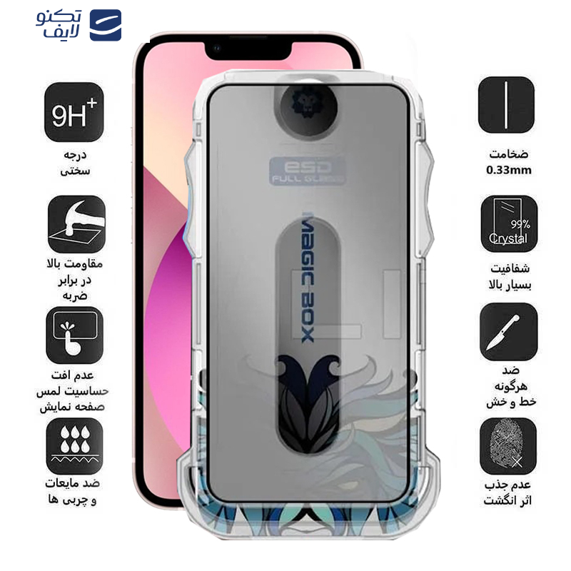 محافظ صفحه نمایش حریم شخصی اپیکوی مدل Lion Privacy Easy Install مناسب برای گوشی موبایل اپل iPhone 14/13 Pro/13 به همراه کیت نصب