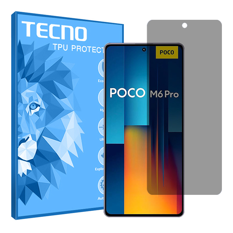 گلس گوشی حریم شخصی پوکو Poco M6 Pro تکنو مدل Resistant