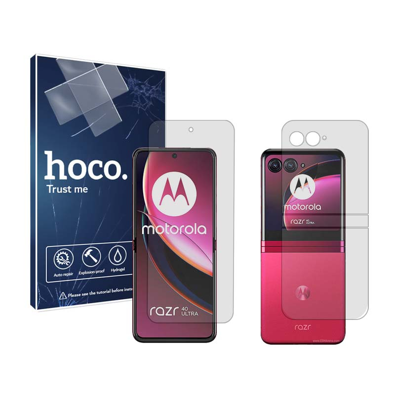 گلس گوشی شفاف موتورولا Razr 40 Ultra هوکو مدل Resistant به همراه محافظ پشت گوشی