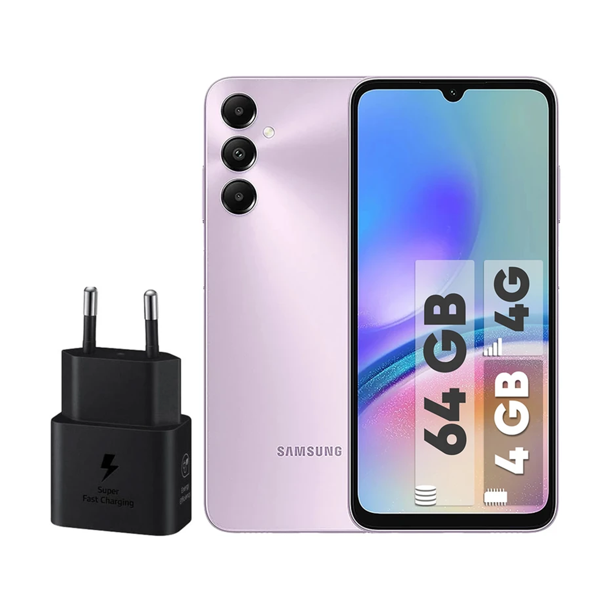 گوشی موبايل سامسونگ مدل Galaxy A05s 4G ظرفیت 64 گیگابایت رم 4 گیگابایت به همراه شارژر 25 وات سامسونگ-small-image