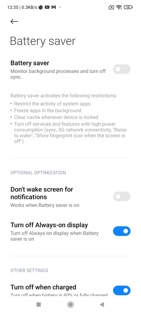 تنظیمات باتری در miui 12.5