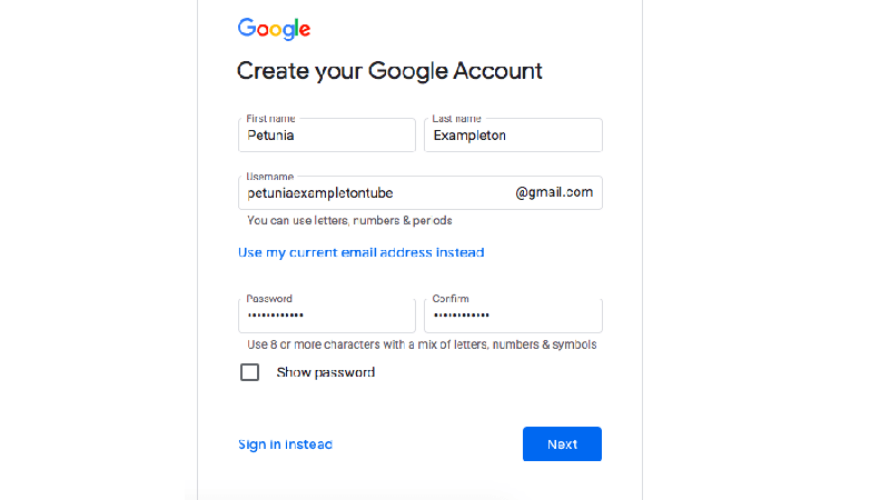 Create account