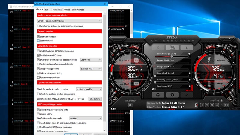 نرم افزار تست سلامت کارت گرافیک لپ تاپ MSI Afterburner