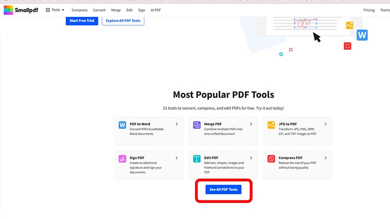 تبدیل پی دی اف به اکسل در سایت smallpdf